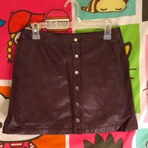 Maroon 70s/60s leather button skirt